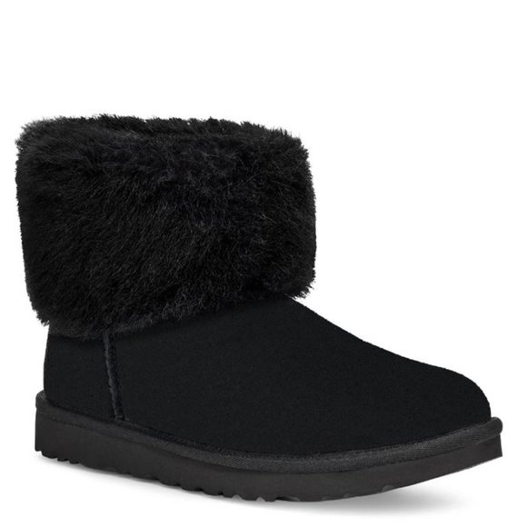UGG Mini Blakeley Faux Fur Trimmed Boot in Black Size 5 - Picture 2 of 11